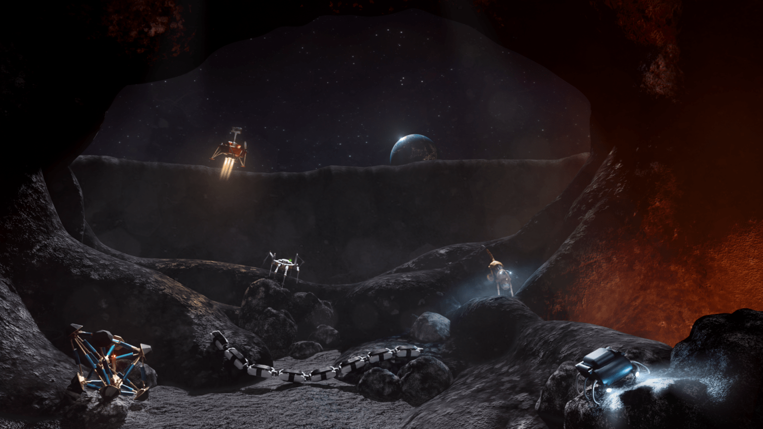 graphic of robots exploring another planet