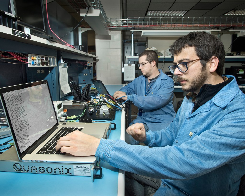 Researchers at NASA Armstrong Flight Research Center check out the Advanced Data Acquisition and Telemetry System.