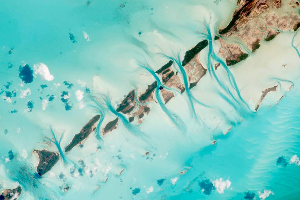 Small islands in the Bahamas photographed from low Earth orbit